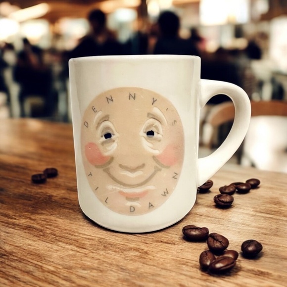 Vintage Denny's 'Til Dawn Mug with Moon Face | Retro Diner Coffee Cup - Picture 4 of 4